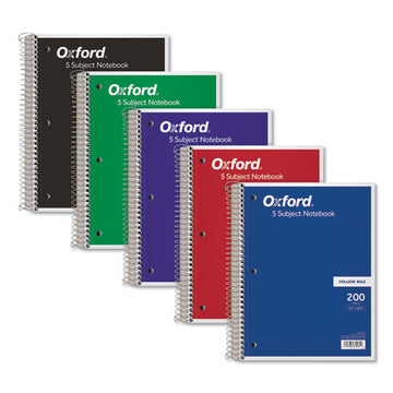 Oxford™ Coil-lock Wirebound Notebooks, 3-hole Punched, 5 Subject, Medium-college Rule, Randomly Assorted Covers, 11 X 8.5, 200 Sheets freeshipping - TVN Wholesale